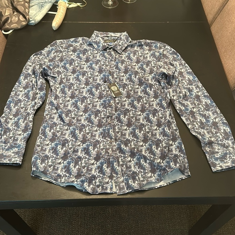 Vince Camuto splatter painted/watercolor button-down
